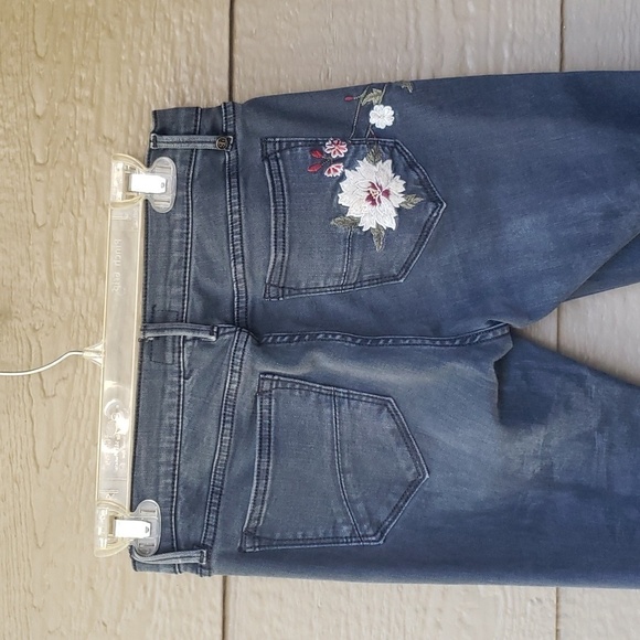 FP Free People DRIFTWOOD Jackie Floral Embroidered Jeans Black Size 26 - Picture 15 of 16